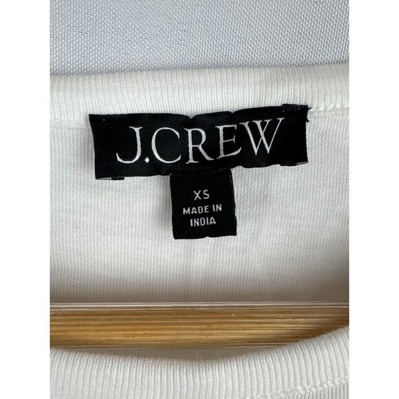 J.Crew Womens XS White Cotton Tee With Yellow Floral Embellishments - Picture 2 of 5